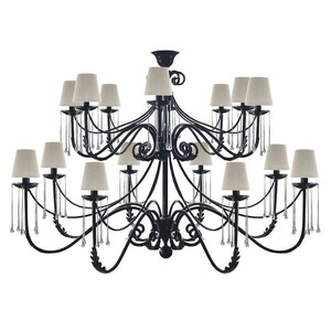 Casa Padrino Luxus Barock Schmiedeeisen Kronleuchter Schwarz / Grau  160 x H. 114 cm
