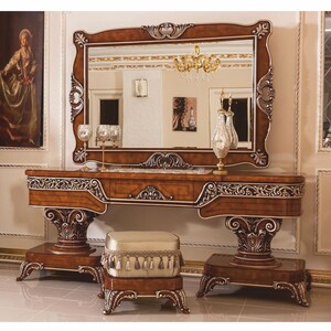 Casa Padrino Luxus Barock Schminkkommoden Set Braun / Bronze / Gold - Barock M�bel