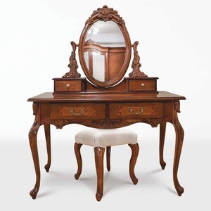 Casa Padrino Luxus Barock Schminktisch Set Dunkelbraun - Barock Schlafzimmer M�bel