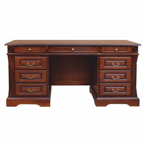 Casa Padrino Luxus Barock Massivholz Schreibtisch mit 9 Schubladen Braun 162 cm - Barockstil B�rotisch - Barock B�ro M�bel