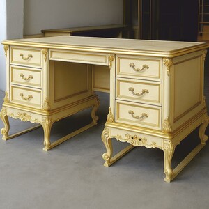 Casa Padrino Luxus Barock Schreibtisch Creme / Gold 180 cm - Bro Mbel - Made in Italy