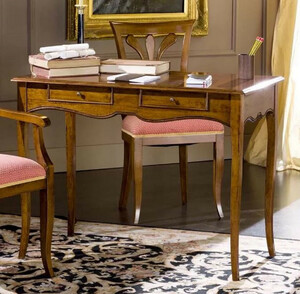 Casa Padrino Luxus Biedermeier Sekretr Braun - Handgefertigter Massivholz Schreibtisch mit 2 Schubladen - Biedermeier Brombel - Luxus Qualitt - Made in Italy