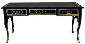 Casa Padrino Luxus Barock Schreibtisch Schwarz / Gold - Prunkvoller Mahagoni B�rotisch mit 3 Schubladen - Barock B�ro M�bel - Luxus B�ro M�bel im Barockstil - Edel & Prunkvoll