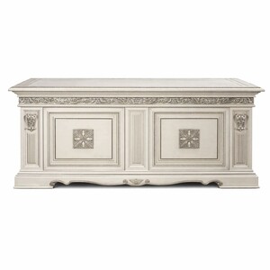 Casa Padrino Luxus Barock Schreibtisch Wei� / Silber 196 cm - Made in Italy