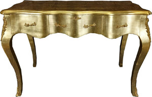 Casa Padrino Barock Sekretr Gold - Handgefertigter Barockstil Schreibtisch mit 3 Schubladen - Brombel im Barockstil - Barock Mbel - Barock Einrichtung - Bro Einrichtung im Barockstil