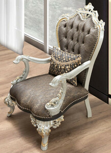 Casa Padrino Luxus Barock Sessel Blau / Gold / Grau / Wei / Gold - Prunkvoller Wohnzimmer Sessel mit elegantem Muster - Barock Wohnzimmer Mbel