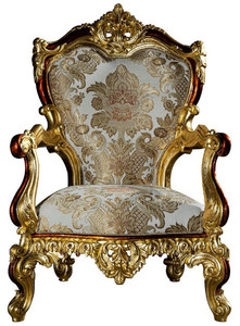 Casa Padrino Luxus Barock Sessel Grau / Rot / Gold 82 x 78 x H. 123 cm - Prunkvoller Massivholz Wohnzimmer Sessel mit elegantem Muster - Barock M�bel