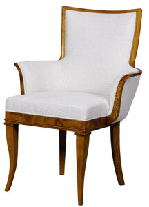 Casa Padrino Luxus Biedermeier Sessel Wei� / Braun - Art Deco Wohnzimmer Sessel - Biedermeier Wohnzimmer M�bel - Art Deco Wohnzimmer M�bel - Biedermeier Einrichtung - Art Deco Einrichtung