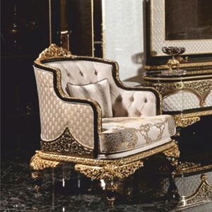 Casa Padrino Luxus Barock Sessel Grau / Braun / Gold - Barock Wohnzimmer & Hotel Sessel - Prunkvolle Barock M�bel