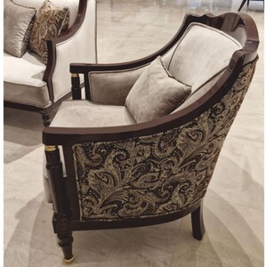 Casa Padrino Luxus Barock Sessel Grau / Rotbraun / Gold - Barockstil Wohnzimmer M�bel