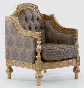 Casa Padrino Luxus Barock Sessel Grau / Silber / Gold - Prunkvoller Wohnzimmer Sessel mit elegantem Muster - Barock Mbel