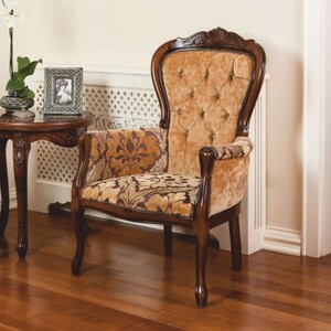 Casa Padrino Luxus Barock Sessel Beige / Dunkelbraun - Barockstil M�bel