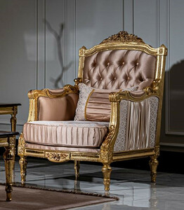 Casa Padrino Luxus Barock Sessel Rosa / Wei / Gold - Handgefertigter Wohnzimmer Sessel mit dekorativem Kissen - Barock Mbel