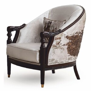 Casa Padrino Luxus Barock Sessel Creme / Dunkelbraun / Gold 85 cm - Barockstil M�bel
