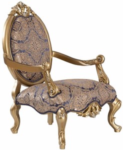 Casa Padrino Luxus Barock Sessel Blau / Gold / Silber 78 x 70 x H. 117 cm - Prunkvoller Wohnzimmer Sessel im Barockstil - Barock Mbel