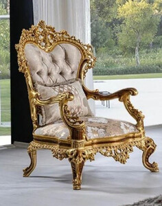 Casa Padrino Luxus Barock Sessel Grau Muster / Braun / Gold - Prunkvoller Wohnzimmer Sessel mit Glitzersteinen - Luxus Wohnzimmer Mbel im Barockstil - Barock Mbel - Edel & Prunkvoll
