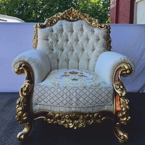 Casa Padrino Luxus Barock Sessel Wei� / Braun / Gold H. 120 cm - Barock M�bel