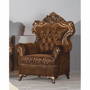 Casa Padrino Luxus Barock Sessel mit Glitzersteinen Braun / Gold - Barockstil M�bel