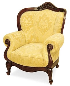 Casa Padrino Luxus Barock Sessel Gelb / Braun - Barockstil Wohnzimmer M�bel