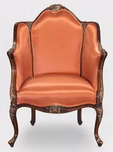 Casa Padrino Luxus Barock Sessel Orange / Dunkelbraun / Bronze - Prunkvoller Wohnzimmer Sessel im Barockstil - Barock Wohnzimmer M�bel - Edel & Prunkvoll