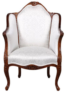 Casa Padrino Luxus Barock Sessel mit elegantem Muster Silber / Dunkelbraun - Prunkvoller Wohnzimmer Sessel im Barockstil - Barock Wohnzimmer M�bel - Edel & Prunkvoll