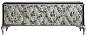 Casa Padrino Luxus Barock Sideboard Wei / Gold / Schwarz - Prunkvoller Massivholz Schrank mit 4 Tren - Barock Mbel