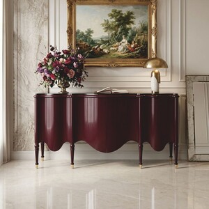Casa Padrino Luxus Barock Massivholz Sideboard mit 4 T�ren Rotbraun / Gold 215 cm - Barockstil M�bel