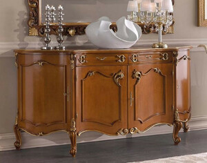 Casa Padrino Luxus Barock Sideboard Braun / Gold - Edler Massivholz Schrank mit 4 Tren und 2 Schubladen - Barock Mbel - Luxus Qualitt - Made in Italy
