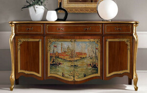 Casa Padrino Luxus Barock Sideboard Braun / Mehrfarbig / Gold - Prunkvoller Massivholz Schrank - Barock Wohnzimmer & Hotel M�bel - Luxus Qualit�t - Made in Italy