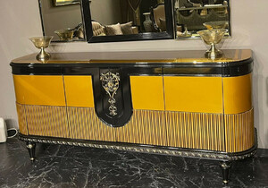 Casa Padrino Luxus Barock Sideboard Gold / Schwarz / Gold - Handgefertigter Barockstil Schrank - Luxus M�bel M�bel im Barockstil - Barock M�bel - Barock Einrichtung - Edel & Prunkvoll