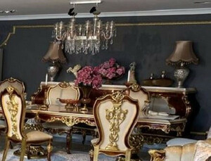 Casa Padrino Luxus Barock Sideboard Wei� / Braun / Gold - Prunkvoller Massivholz Schrank im Barockstil - Barock M�bel - Luxus Qualit�t - Edel & Prunkvoll