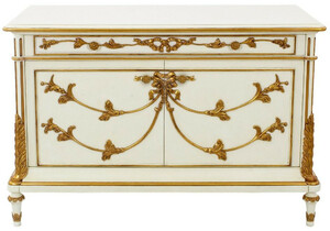 Casa Padrino Luxus Barock Sideboard Cremefarben / Wei� / Gold - Prunkvoller Massivholz Schrank mit 2 T�ren und Schublade - Barock M�bel