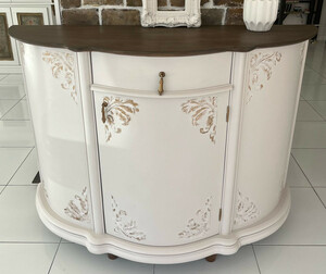 Casa Padrino Luxus Barock Sideboard Creme / Braun - Barockstil Massivholz Schrank mit Schublade und T�r - Luxus M�bel im Barockstil - Barock M�bel - Edel & Prunkvoll