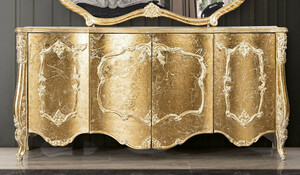 Casa Padrino Luxus Barock Sideboard Antik Gold - Barockstil Massivholz Schrank mit 4 T�ren - Luxus Esszimmer M�bel im Barockstil - Barock Esszimmer M�bel - Barock K�chen M�bel