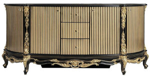 Casa Padrino Luxus Barock Sideboard Schwarz / Gold - Prunkvoller Massivholz Schrank mit 4 T�ren und 3 Schubladen - Barock M�bel - Edel & Prunkvoll