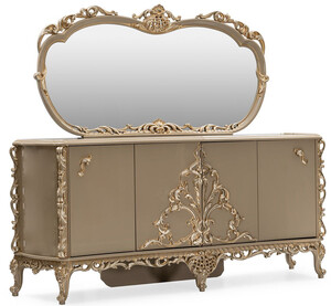 Casa Padrino Luxus Barock Sideboard mit Spiegel Grau / Gold - Luxus M�bel M�bel im Barockstil - Barock M�bel - Barock Einrichtung - Edel & Prunkvoll