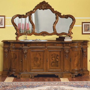 Casa Padrino Luxus Barock Sideboard mit Spiegel Braun - Barock M�bel - Made in Italy