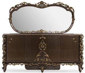 Casa Padrino Luxus Barock Sideboard mit Spiegel Braun / Gold - Luxus M�bel M�bel im Barockstil - Barock M�bel - Barock Einrichtung - Edel & Prunkvoll