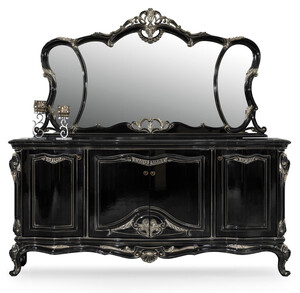 Casa Padrino Luxus Barock Sideboard mit Spiegel Schwarz / Silber - Luxus Mbel Mbel im Barockstil - Barock Mbel - Barock Einrichtung - Edel & Prunkvoll
