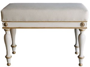 Casa Padrino Luxus Barock Hocker Wei� / Antik Gold 73 x 36 x H. 54 cm - Massivholz Sitzhocker im Barockstil - Barockm�bel