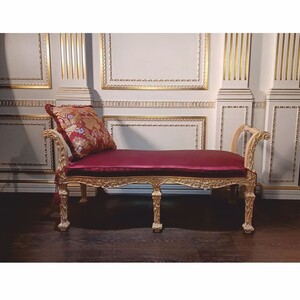 Casa Padrino Luxus Barock Sitzbank Bordeauxrot / Naturfarben 145 cm - Barock Mbel - Made in Italy