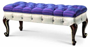 Casa Padrino Luxus Barock Sitzbank Blau / Wei / Dunkelbraun / Gold 110 cm - Made in Italy