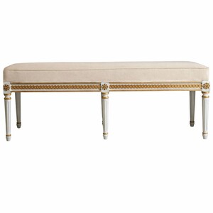 Casa Padrino Luxus Barock Sitzbank Beige / Wei� / Gold 153 cm - Made in Italy