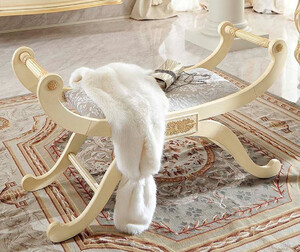 Casa Padrino Luxus Barock Sitzbank Creme / Gold / Grau - Handgefertigte Bank im Barockstil - Italienische Barock Mbel - Luxus Mbel im Barockstil - Luxus Qualitt - Made in Italy