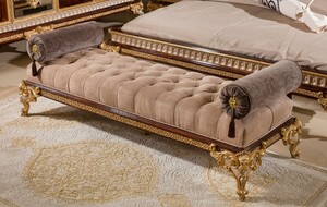 Casa Padrino Luxus Barock Sitzbank Grau / Dunkelbraun / Gold - Barock Mbel
