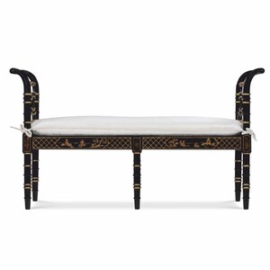 Casa Padrino Luxus Barock Sitzbank im chinesischen Stil Schwarz / Gold / Wei 135 cm - Barock Mbel
