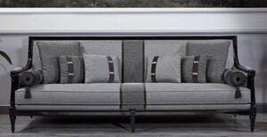 Casa Padrino Luxus Barock Sofa Grau / Schwarz - Prunkvolles Wohnzimmer Sofa - Barockstil Wohnzimmer M�bel - Luxus M�bel im Barockstil - Barock Einrichtung - Edel & Prunkvoll