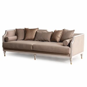Casa Padrino Luxus Barock Sofa Braun / Creme / Gold 235 cm - Barockstil M�bel