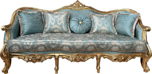Casa Padrino Luxus Barock Sofa Trkis Muster / Gold - Prunkvolles Wohnzimmer Sofa mit Muster - Wohnzimmer Mbel im Barockstil - Barock Mbel - Barock Einrichtung - Edel & Prunkvoll