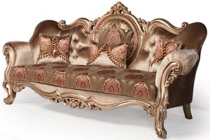 Casa Padrino Luxus Barock Sofa Bronze / Braun / Bordeauxrot 233 x 89 x H. 115 cm - Wohnzimmer Mbel - Barockmbel